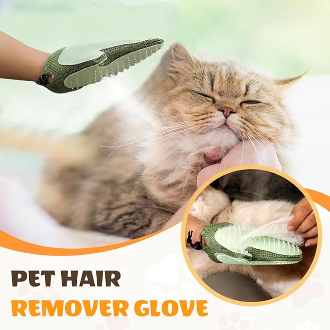 All-in-One Grooming Mist Glove for Pets, Cat Grooming Steam Gloves, Double Sided Pet Hair Remover Gloves for Clothes Furniture, Removal Glove Tool For Long Short Curly Dogs Cats Hair (Pink+Green)