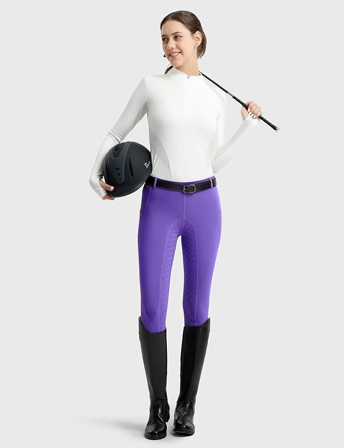 FitsT4 Sports Women's Full Seat Riding Tights Active Silicon Grip Horse Riding Tights Equestrian Breeches