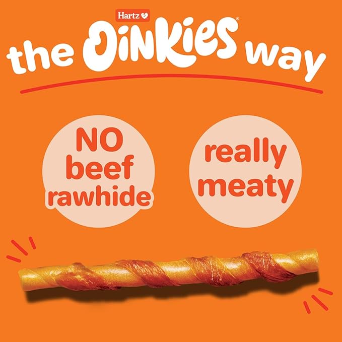 Hartz Oinkies Tender Twists with Real Chicken Breast Rawhide-Free Dog Treats, Highly Digestible Dog Chews, 36 Count