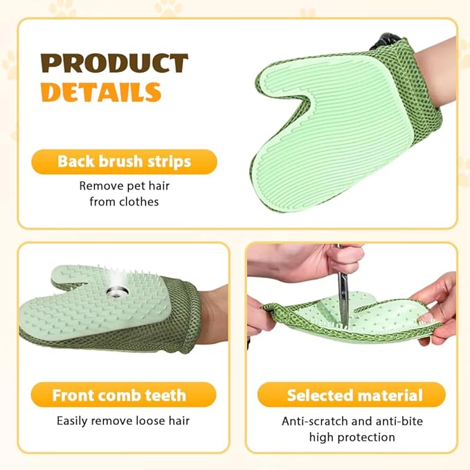 All-in-One Grooming Mist Glove for Pets, Cat Grooming Steam Gloves, Double Sided Pet Hair Remover Gloves for Clothes Furniture, Removal Glove Tool For Long Short Curly Dogs Cats Hair (Blue)