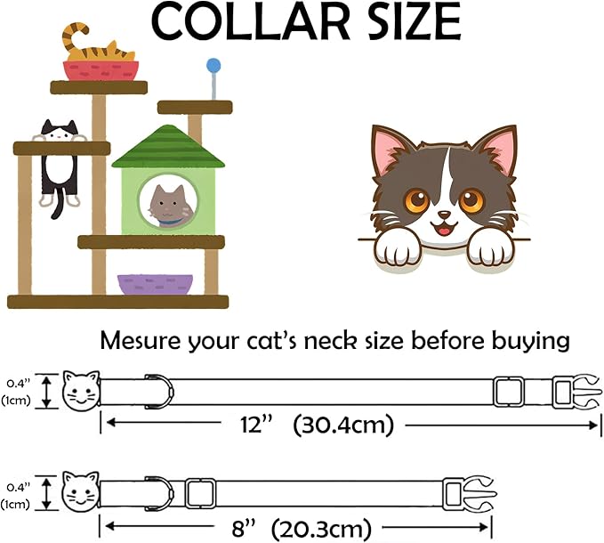Elegant little tail 2 Pack Cat Collar- White Linnet Cat Collars Breakaway with Bell Pendant Wedding Kitten Boy Girl Safety Adjustable 7-12 Inch Collar for Small Cats Puppy