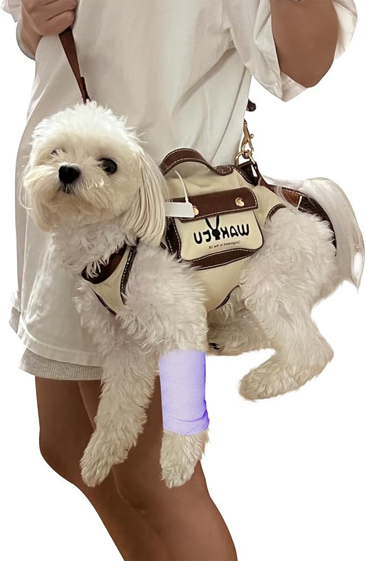Dog Lift Harness Dog Carrier VES Harness Adjustable Leash with Small Puppy Treat Bag,Fits Most Cars,XS