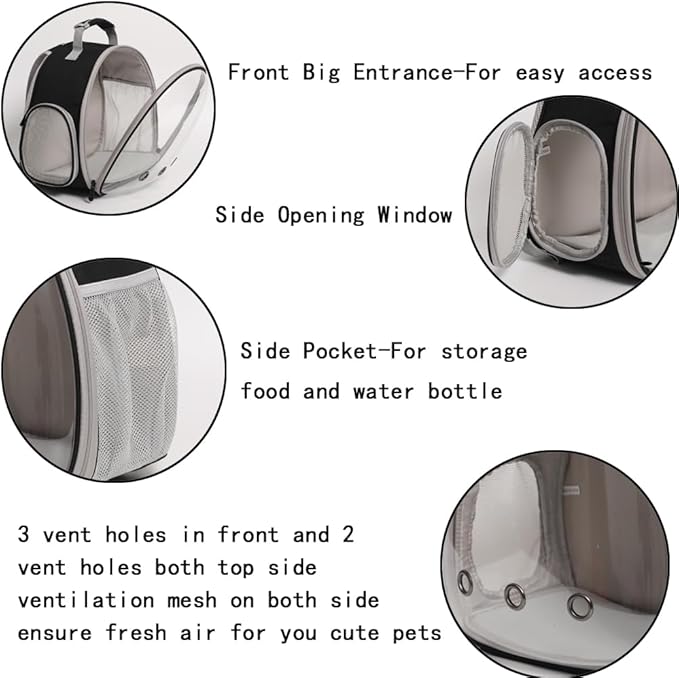 Guinea Pig Backpack Carrier, Bearded Dragon Carrier Backpack with Clear Bubble Window,Small Animal Travel Backpack for Hedgehog Rat，Chameleon,Rabbit,Sugar Glider,Airline Approved (Green, Backpack)