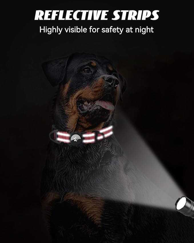 Joytale Airtag Dog Collar, Reflective Pet Collar with Waterproof AirTag Holder, Dual D-Rings, Soft Padded Adjustable for Extra Large Dogs, Neon Pink, XL