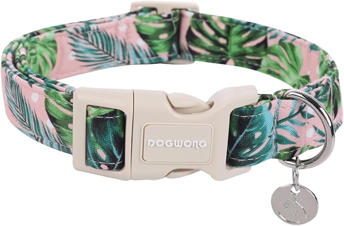 DOGWONG Cotton Dog Collar, Heavy-Duty Dog Collar Durable Soft Boy Dog Collar Cute Wedding Puppy Necklace for Small Medium Large Dog