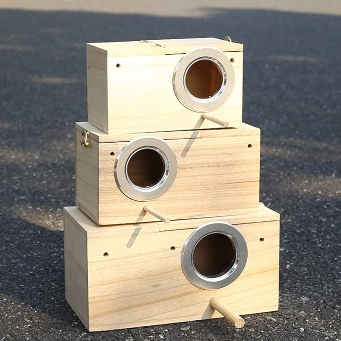 YJJKJ Wood Parakeet Nest Box Pet Bird House Parrot Breeding Mating Box Bird Cage Box for Lovebirds Cockatiel Parrotlets Budgerigar Parakeet (XL)