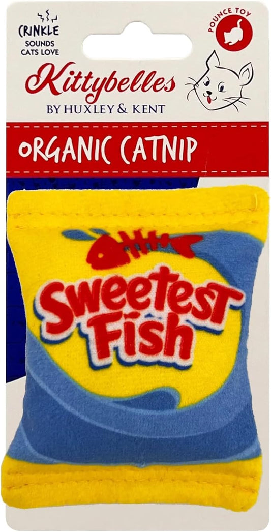 Huxley & Kent Plush Cat Toy - Interactive Catnip Toy for Cats & Kittens - Soft with Crinkle & Catnip - Fun Indoor Play - Sweetest Fish