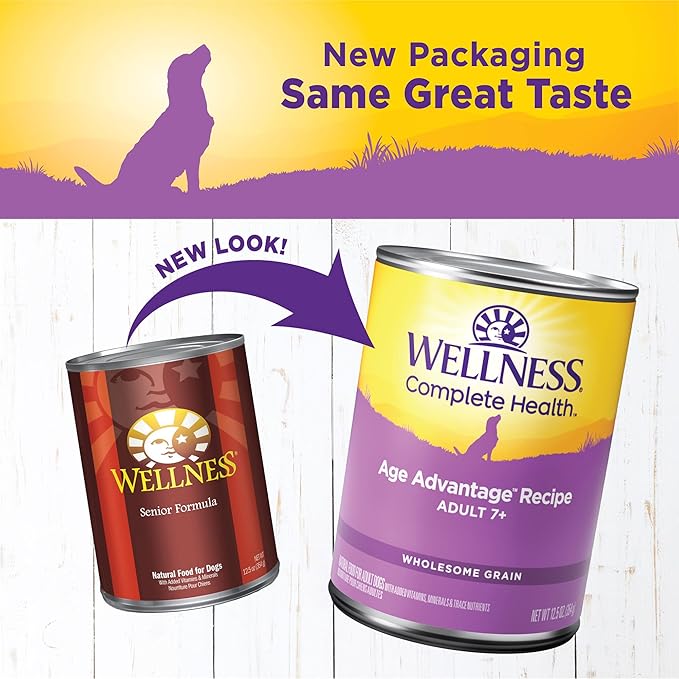 Wellness Complete Health Natural Wet Canned Dog Food, Age Advantage Chicken & Sweet Potato, 12.5-Ounce Can (Pack of 12)