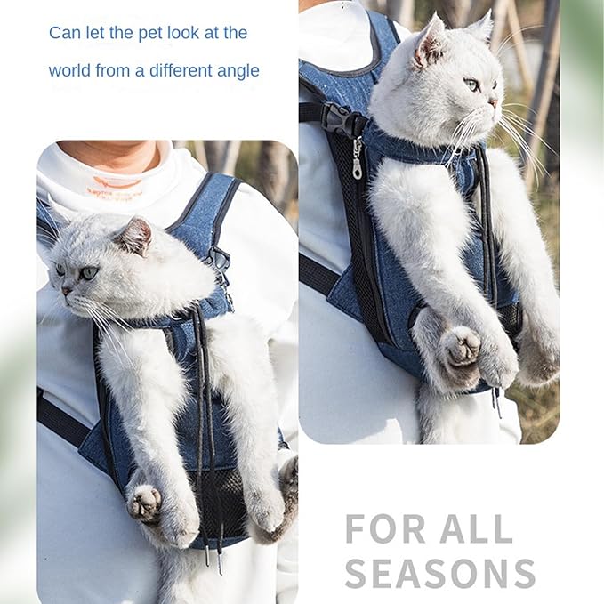 Portable Pet Carrier Backpack, Adjustable Pet Front Cat Dog Carrier Backpack Travel Bag for Small Medium Dogs Cats Puppies, Cat Backpack Carrier for Hiking Cycling (B, L)