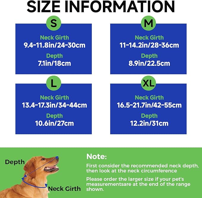 Dog Cone Collar M, Soft Cones for Large Medium Small Dogs,Adjustable Dog Cone Alternative to Stop Licking, Comfy Elizabethan Collar for After Surgery Wound Healing & Hot Spots Blue