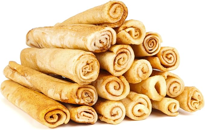 MON2SUN Dog Rawhide Rolls Twist Sticks 6.5 Inch Chew Treats Chicken Flavor 18 Count for Puppy and Small Dogs