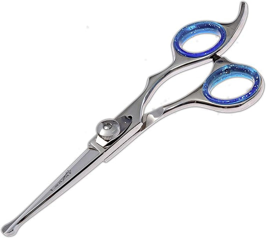 Laazar Pro dog grooming scissors, Straight Pet grooming shears, with Safety Round Tip, Ball Point for easy and safe use. | Premium Sharp Long Lasting Professional Hair Trimming Scissors (5.5 Inches)