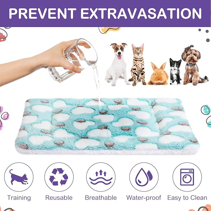 Haull 4 Pcs Waterproof Guinea Pig Bedding Winter Guinea Pig Bed Plush Cage Liners Soft Dog Cat Mat Reversible Winter Cozy Animal Pee Pad Hamster Bed Mat for Bunny(Heart,13 x 18.5 Inch)
