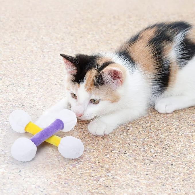 CiyvoLyeen Swabs Catnip Toys Set of 6 Soft Plush Kicker Toys - Interactive Kitty Kick Sticks for Cat Lovers Gift - Sturdy Teething Chew Toy