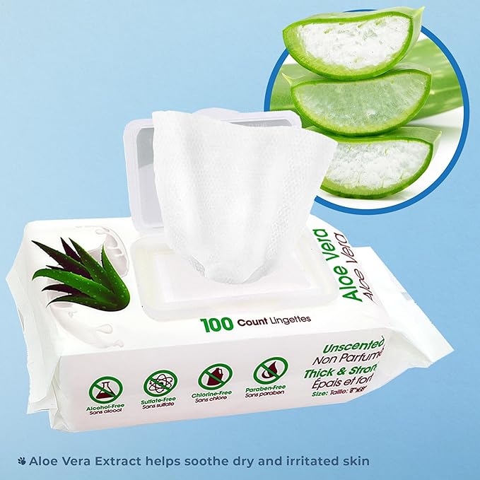 Best Pet Supplies Pet Wipes for Dogs - Dog Wipes Cleaning Deodorizing, for Coats, Ears, Paws - Hydrating, Aloe Vera