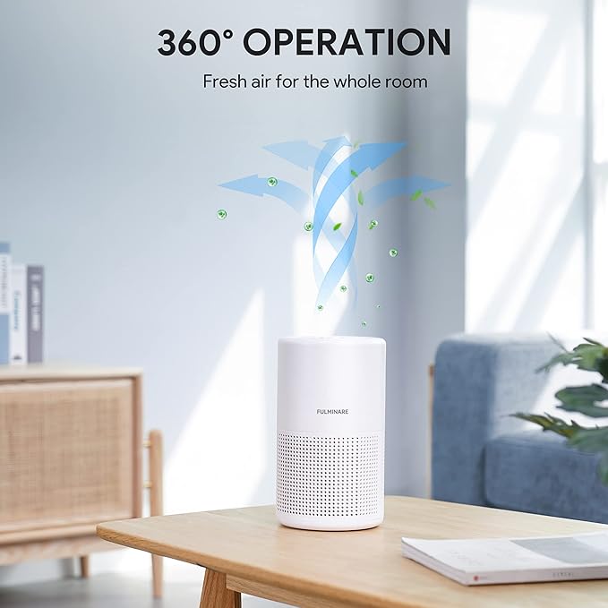FULMINARE Air Purifiers for Bedroom H13 True HEPA Air Filter Quiet Air Cleaner With Night Light Portable Small Air Purifier for Home, Office, Living Room (White 2 Pack)