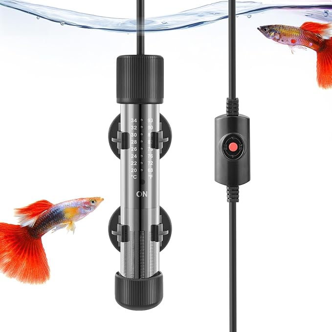 HITOP Thickened Glass Aquarium Heater: 50W 100W 300W Upgraded Fish Tank Heater with Controller, Fish Tank Thermostat Heater for Seawater/Fresh Water 5-65Gal