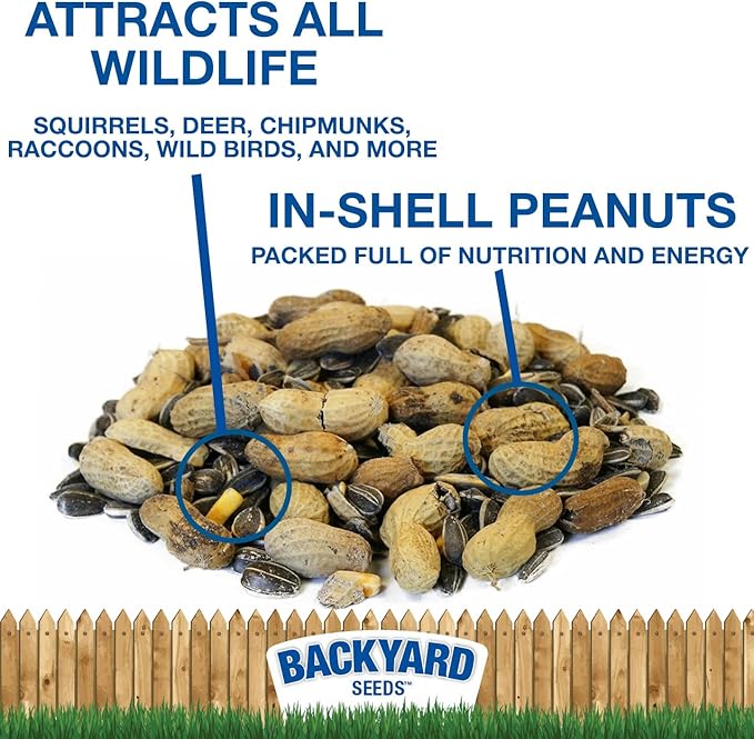 Backyard Seeds Squirrel & Chipmunk Food Mix – 8 lb Bag – Premium Wildlife Blend with Sunflower Seeds, Peanuts & Corn – Ideal for Squirrels, Chipmunks, Rabbits & Backyard Birds
