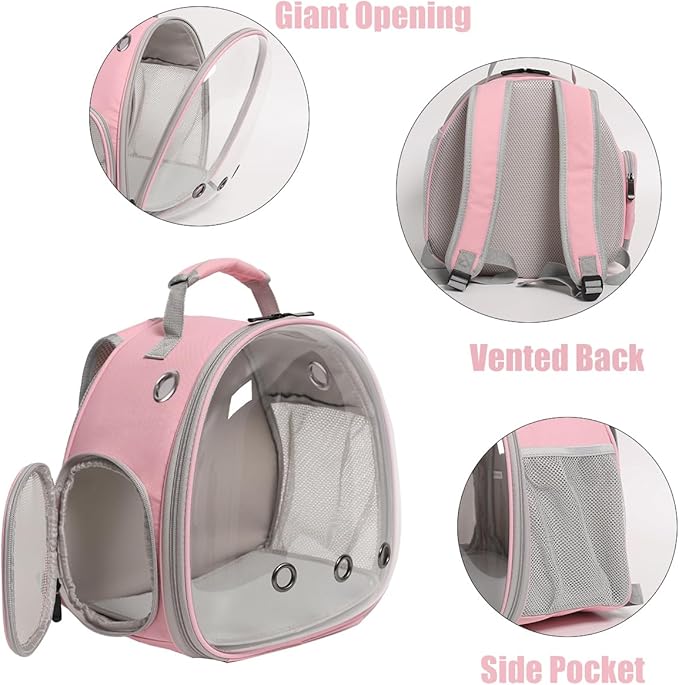 Small Bird Travel Backpack Carrier Cage, Backpack to Transport Backpack Carrier with Metal Tray Stand Perch for Parakeet Cockatiel Budgies Vet Carry Book Bag Green