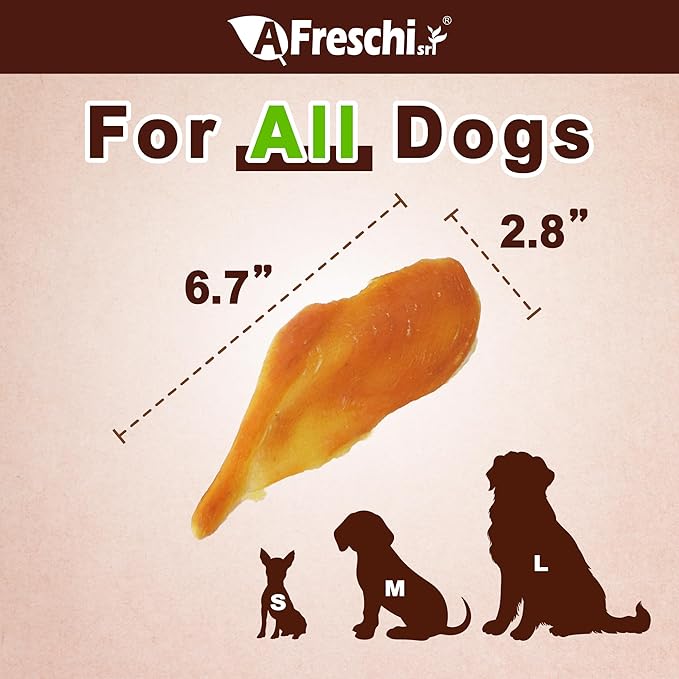AFreschi Natural Chicken Breast Jerky 16 oz, Dog Treats, All Natural, Grain-Free, High-Protein, Low Fat, Healthy & Easily Digestible