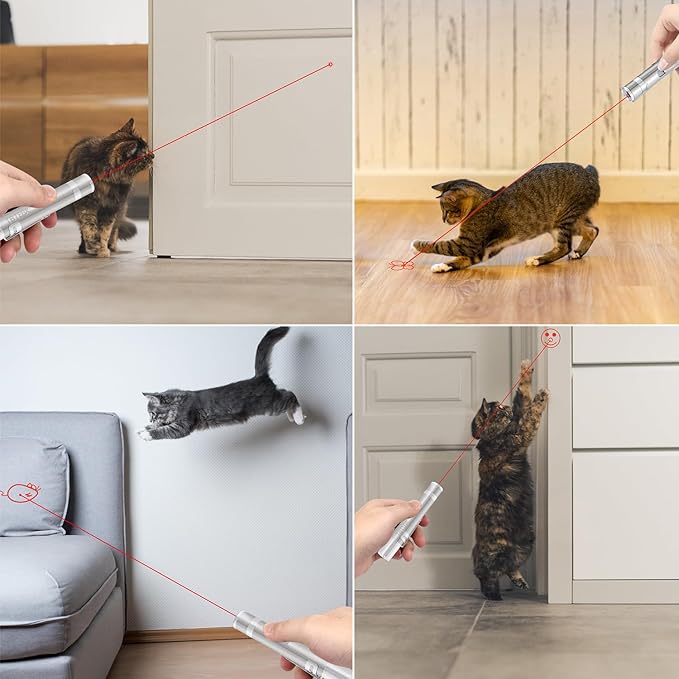 TBTeek Cat Toys, USB Rechargeable Kitten Toy, 3 Light Modes & 5 Adjustable Patterns, Portable Interactive Pet Dog Cat Mouse Toy for Fun Chase Play Exercise