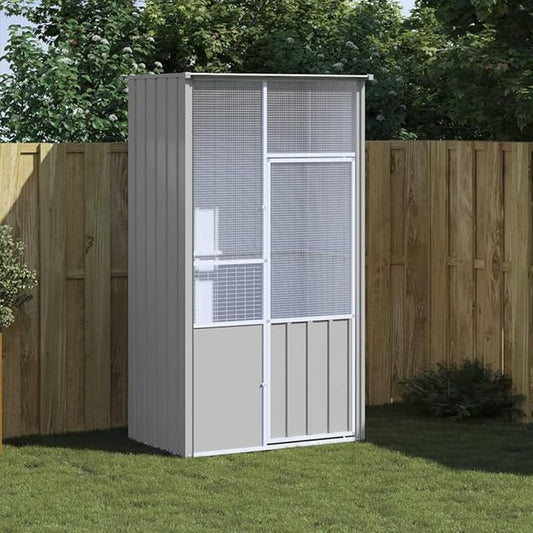 Galvanized Steel Outdoor Aviary, Mesh Fence, Gray, 45.3"x30.7"x78.7" -975
