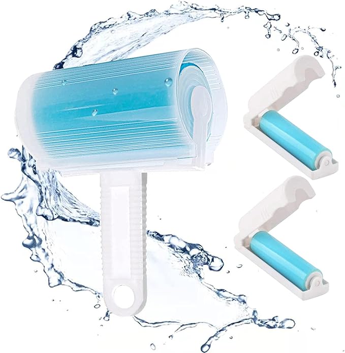 Washable Reusable Lint Roller 3 Pack, Portable Travel Sticky Dog Cat Hair Remover Cleaner with Cover Include Medium and Mini Size for Clothes, Pet Hairs, Carseats