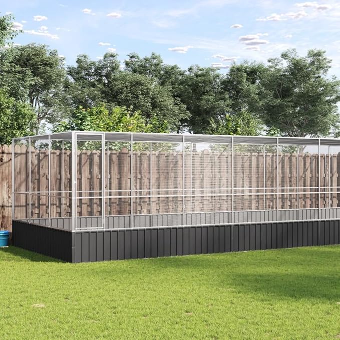 Steel Aviary with Extension, Large Flight King Bird Cage for Cockatiels African Grey Quaker Amazon Sun Parakeets Green Cheek Conures Pigeons Parrot Bird Cage, 285.4"x120.9"x83.5",-86