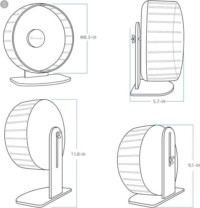 Niteangel Super-Silent Hamster Exercise Wheels: - Quiet Spinner Hamster Running Wheels with Adjustable Stand for Hamsters Gerbils Mice Or Other Small Animals (S, Mint Green)