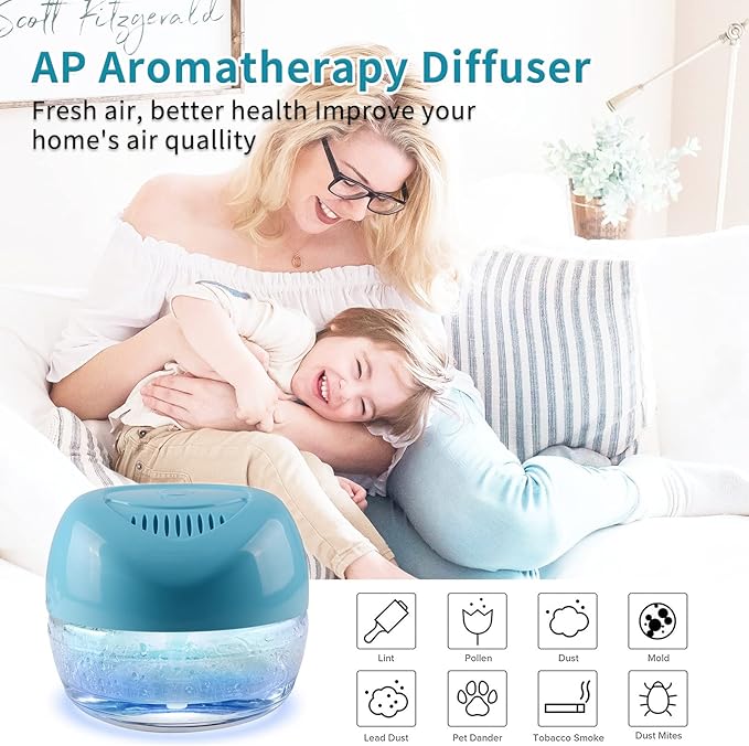 Water-Based Purifier Air Washer, Air Revitalizer & Freshener, Air Fresher with 7 LED Color Changing Light for Rooms (Blue)