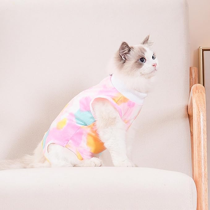 PUMYPOREITY Cat Recovery Suit, Cat Surgery Recovery Suit Female, Cat Spay Recovery Suit, Alternative to Cone of Shame, Cat Surgical Recovery Suit for Skin Diseases, Pink, L