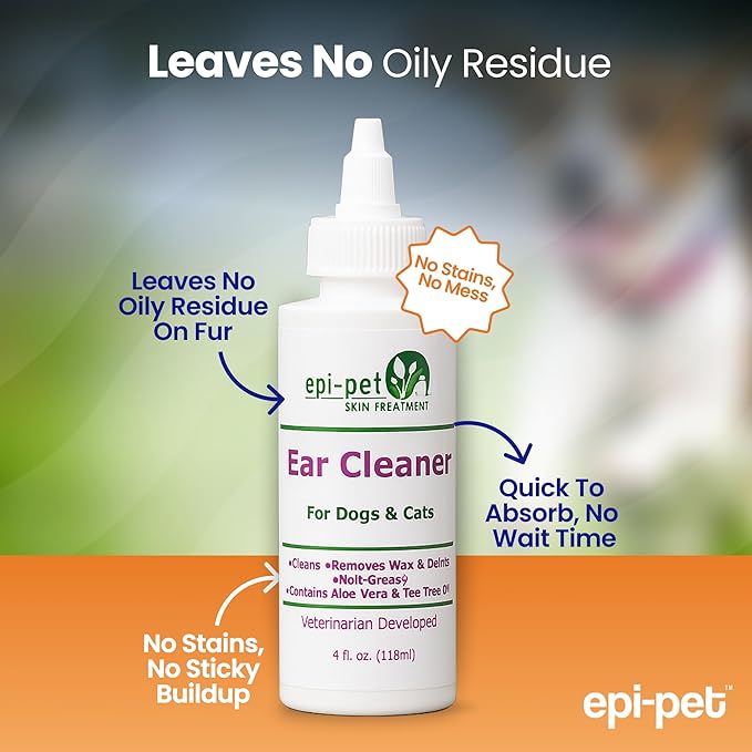 Dog & Cat Ear Cleaner Solution with Aloe Vera & Tea Tree Oil – Removes Itchy Ear Wax, Debris, Odor – Ears Wash, Drops & Flush for Pets, Dog Ears Cleaning, Cat Cleaner (4 oz- Pack of 3)