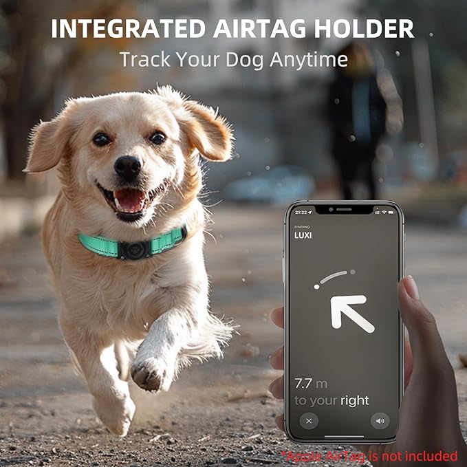 Airtag Dog Collar - 100% Waterproof Air tag Dog Collar Holder for Apple AirTag, Reflective, Soft Padded, Everlasting, GPS Dog Collar for Small Medium Large Dogs (Teal, M)