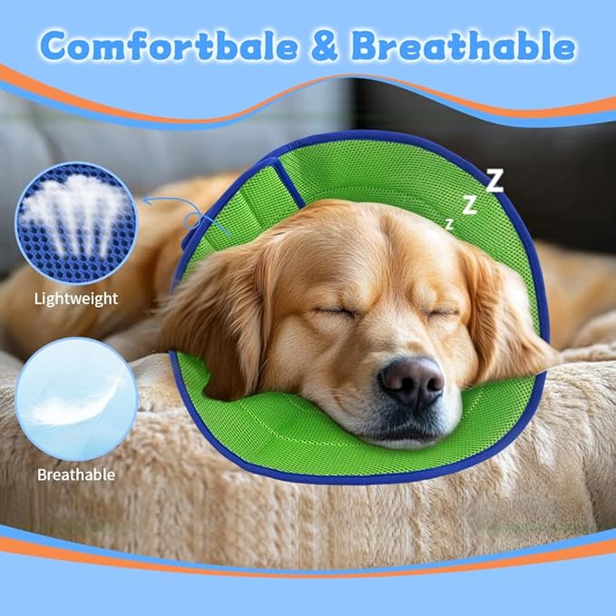 Soft Dog Cone Recovery Collars & Cones After Surgery for Medium Large Dogs, Comfy Ecollars to Stop Licking, Adjustable, Dog Ecollars for Recovery Plastic: Superior Support Fabric: Soft Comfort, XL