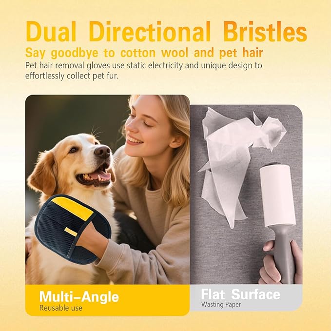 Pet Hair Removal Glove, Electrostatic Pet Hair Remover Gloves for Dogs Cats, Reusable Washable Remover for Bed Sheets Couch Clothes Carpet Car Seat(1PC)
