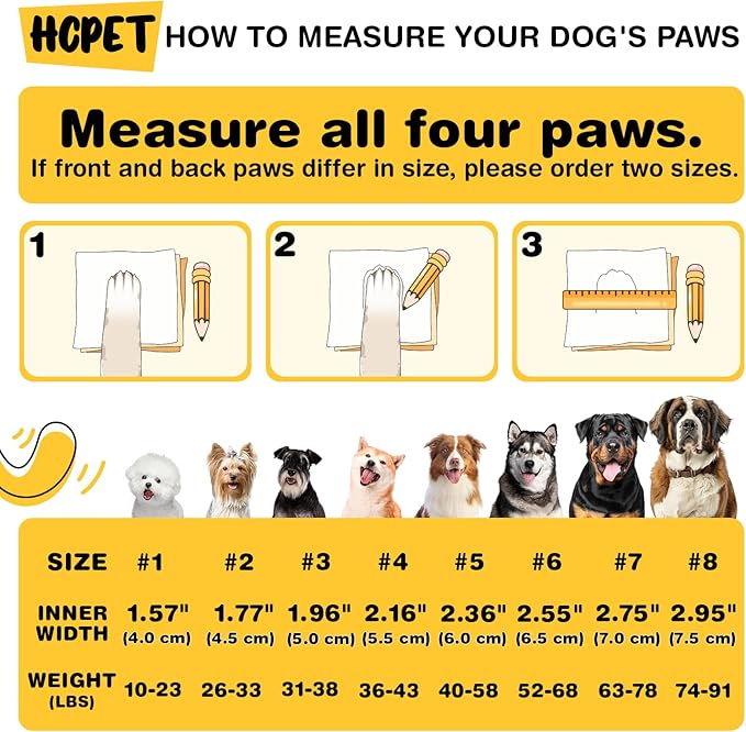 Hcpet Dog Shoes, Dog Boots for Small Dogs, Waterproof Medium Dog Booties Paw Protector for Summer Hot Pavement, Winter Snowy Day, Outdoor Walking, Indoor Hardfloors Anti Slip Sole Orange Size 4