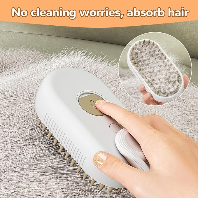 Cat Steam Brush 2025 New Pet Steam Groomer Comb, Painless Grooming Massage, 3 In 1 Water Brush for Cats Dogs (White-1)