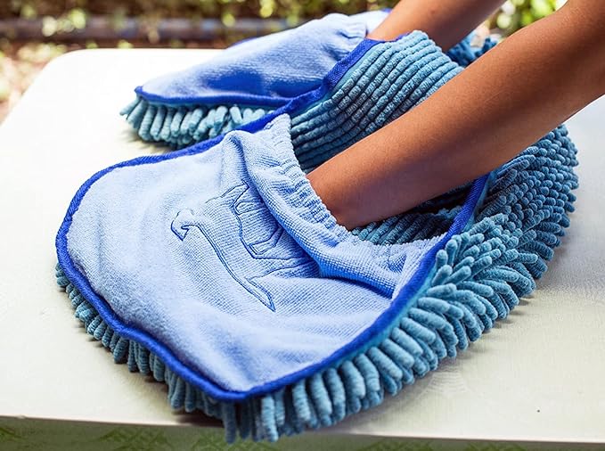 Tuff Pupper Quick Dry Towel for Dogs | Ultra Absorbent Microfiber Shammy | Extra Large 35x15 Size Dog Bath Towel | Comfortable Hand Pockets | Indoor Outdoor Use | Durable Material | Machine Washable