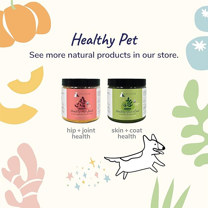 kin+kind Organic Fiber for Dogs&Cats - Pumpkin Boost for Healthy Poops - Digestive Health - Flax Seed, Ginger, Turmeric and Coconut - Made in USA - 4 oz (Medium)