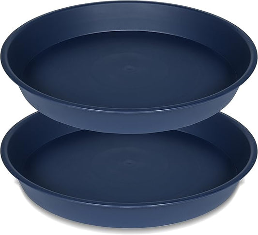 2 Pack of 20 21 inch Plant Saucer Round, Deep Plant Saucers for Pots, Heavy Duty Plastic Plant Drip Tray for Indoors Outdoor, Bird Bath Bowls, Plant Trays for Planter 19-22" (21 inch, Blue)