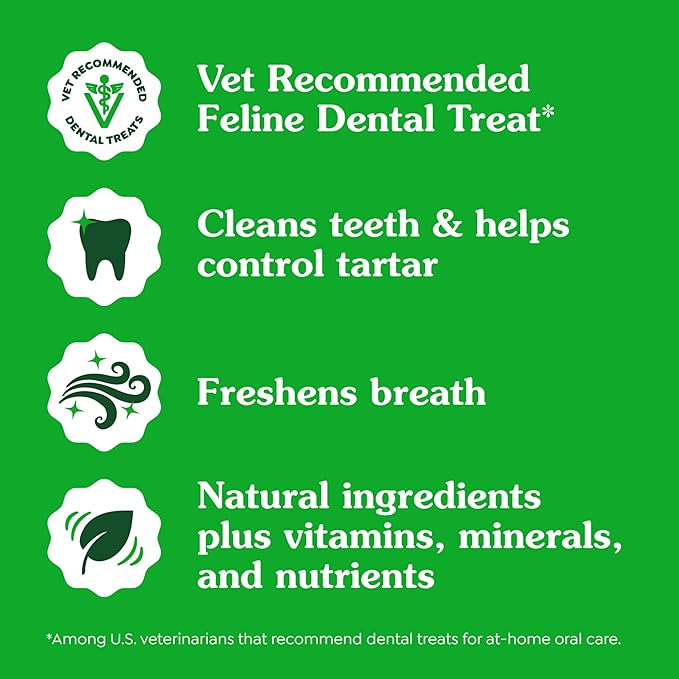 Greenies Feline Adult Dental Cat Treats, Savory Salmon Flavor, 21 oz. Tub