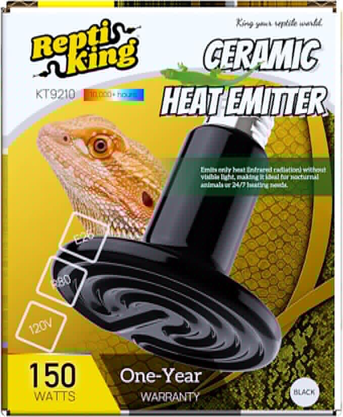 Reptile Heat Lamp, 150W Ceramic Heat Emitter for Bearded Dragon, Snake, Turtle, Ball Python & Chicken Coop, 24/7 Safe Heat Source, Durable Heat Light Bulb Reptile Tank Accessories
