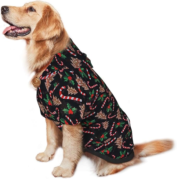 Christmas Tree Black Hoodie,Christmas Cosplay Dog Clothes with Pocket and Hat Winter Clothes Sweaters Large