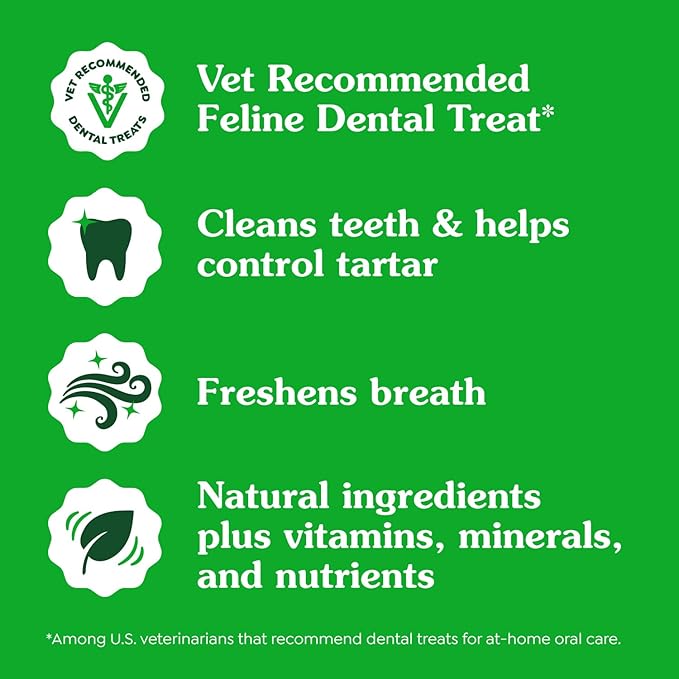 Greenies Feline Adult Dental Cat Treats, Oven Roasted Chicken Flavor, 21 oz. Tub