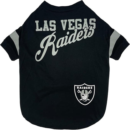 Pets First NFL Las Vegas Raiders T-Shirt Dogs & Cats, Medium. Football Dog Shirt NFL Team Fans. New & Updated Fashionable Stripe Design, Durable & Cute Sports PET TEE Shirt Outfit (OAK-4146-MD)