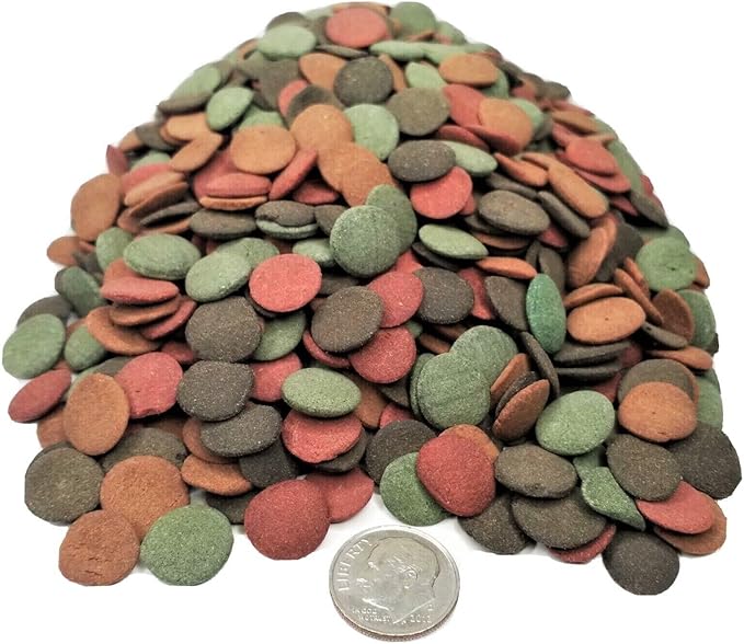 Aquatic Foods Inc. 4-Type 12mm - 1/2" Sinking Wafer Mix of Spirulina-Algae, Ultra-Worm, Ultra-Shrimp, Color Enhancing Wafers for Shrimp, Snails, Crabs, Crayfish, All Tropical Fish...2-lb Med Jar