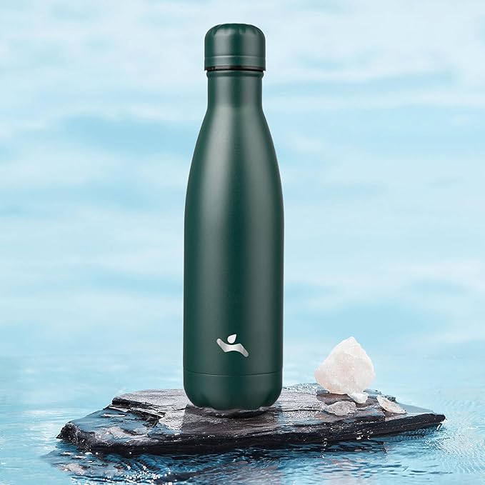 Insulated Water Bottles,17 oz Double Wall Stainless Steel Vacumm Metal Flask for Sports Travel,Army Green