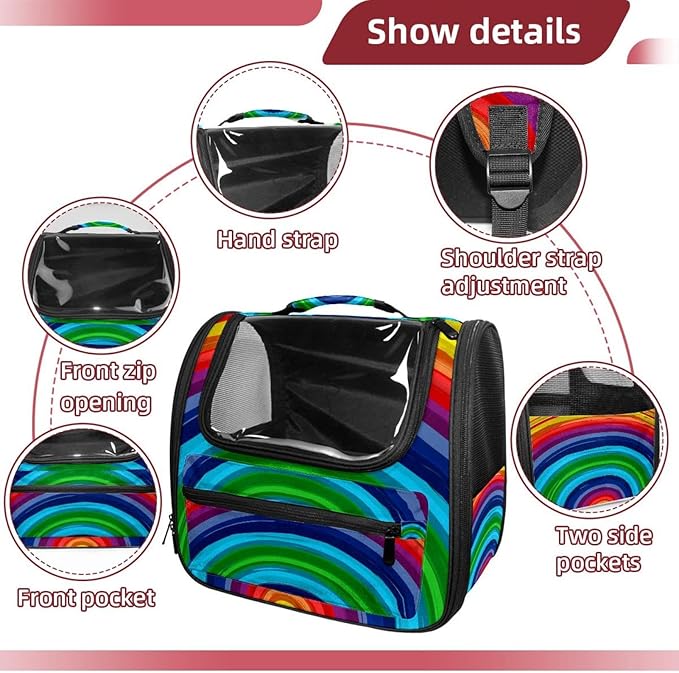 Rainbow Cat Carriers Dog Carrier Pet Carrier with Locking Safety Zippers for Cats, Kitties, Puppies and Small Dogs