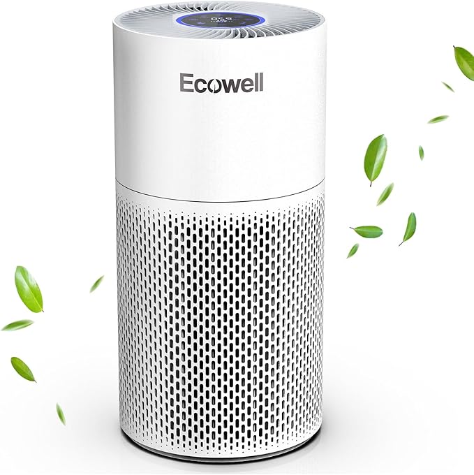Air Purifiers for Home Large Room with Air Quality Sensor, Covers Up to 1640 Sq Ft, HEPA Filter, 360°Air Intake, Remove 99.97% Mold, Pet Dander, Dust, Odor, Smoke, ECOWELL Model: EAP360, White