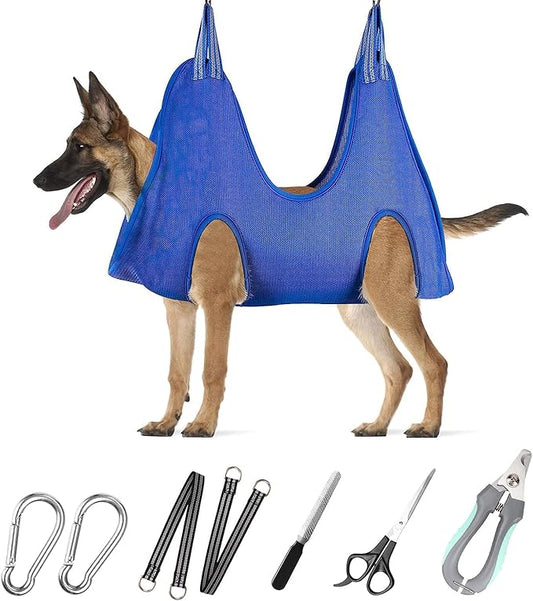 Pet Grooming Hammock with Nail Clippers/Nail Trimmers/Grooming Scissors, Dog Grooming Harness for Nail Trimming, Pet Grooming Sling Helper